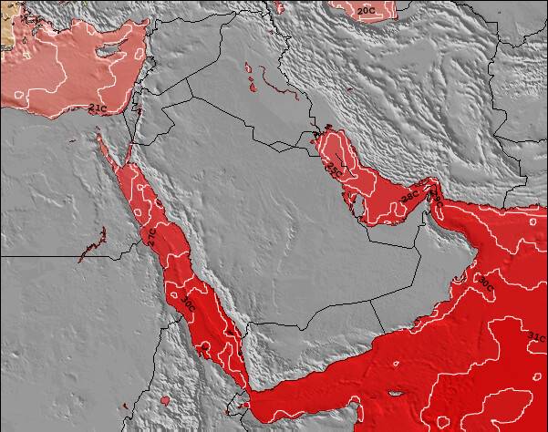 Bahrain Temperatura del Mar Mapa