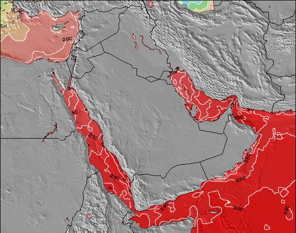 Bahrain Sea Temperature Map