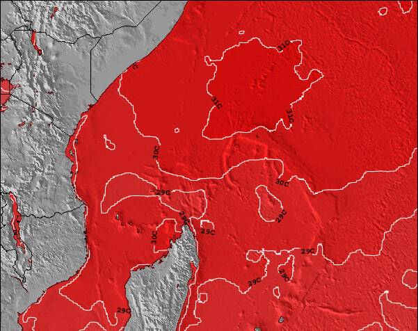 Seychelles Temperature della superficie del mare Mappa