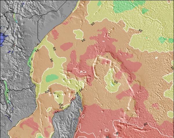 Ilhas Seychelles Anomalia na Temperatura da Superfície do Oceano Mapa