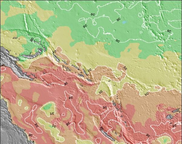 Islas Salomón Anomalía de Temperatura del Mar Mapa