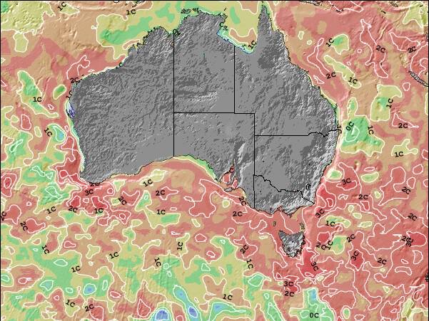 South-Australia Zeetemperatuur Afwijking Kaart