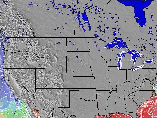 Nebraska Temperatura del Mar Mapa