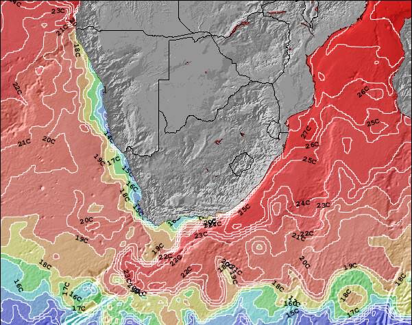 Sudafrica Temperature della superficie del mare Mappa