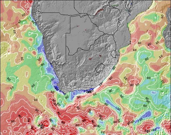 Swaziland Sea Temperature Anomaly Map