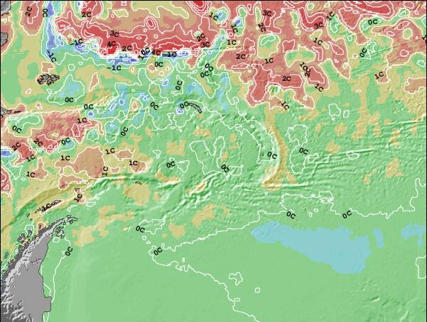 SouthGeorgiaandtheSouthSandwichIslands Zeetemperatuur Afwijking Kaart