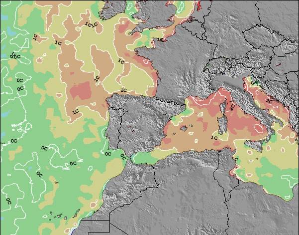 Andorra Anomalies de Température de la Mer Carte