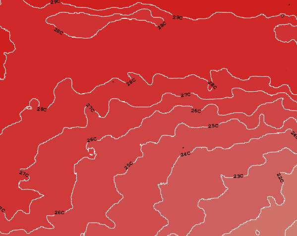 St-Helena Temperature della superficie del mare Mappa