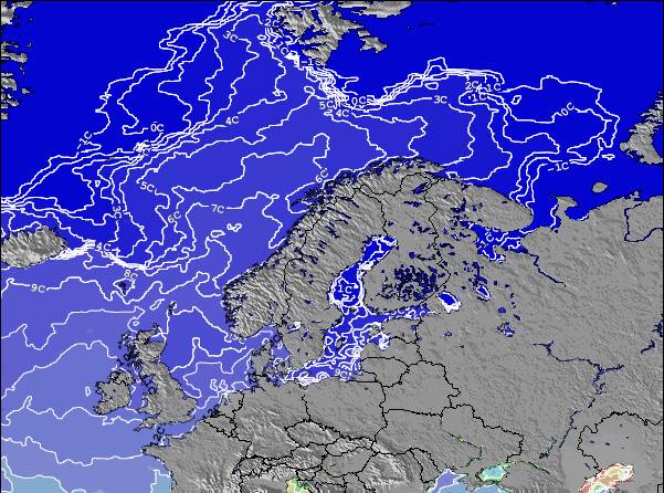 Finlandia Temperature della superficie del mare Mappa