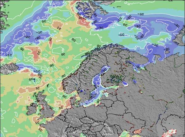 Norvegia Temperature del mare anomalia Mappa