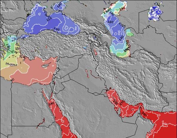 Lebanon Sea Temperature Map