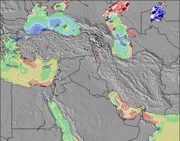 Israel Anomalía de Temperatura del Mar Mapa