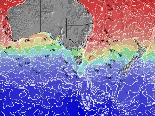 Vitória Temperaturas da Superfície do Oceano Mapa