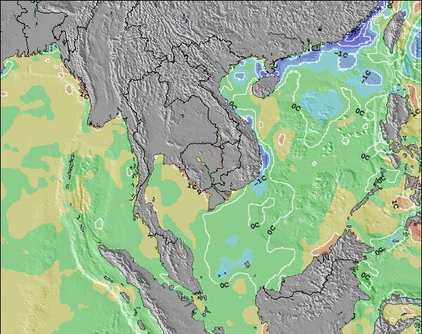 Camboya Anomalía de Temperatura del Mar Mapa