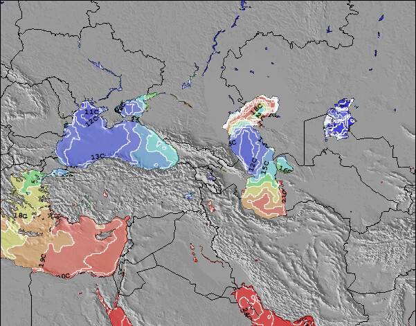 Armenia Temperaturas da Superfície do Oceano Mapa