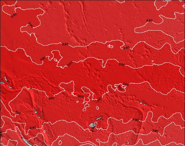 Tuvalu Temperature della superficie del mare Mappa