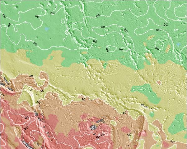 Tuvalu Anomalia na Temperatura da Superfície do Oceano Mapa