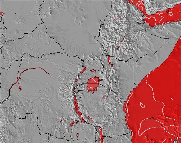 Quênia Temperaturas da Superfície do Oceano Mapa