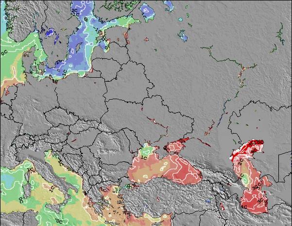 Moldova Anomalia na Temperatura da Superfície do Oceano Mapa