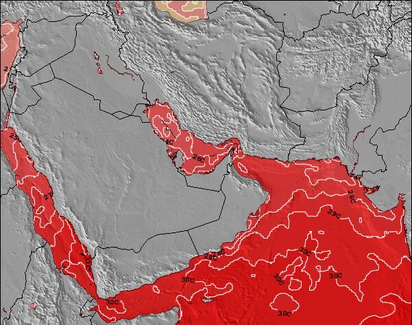 Emiratos Árabes Unidos Temperatura del Mar Mapa