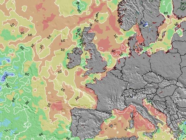 Îles Féroé Anomalies de Température de la Mer Carte