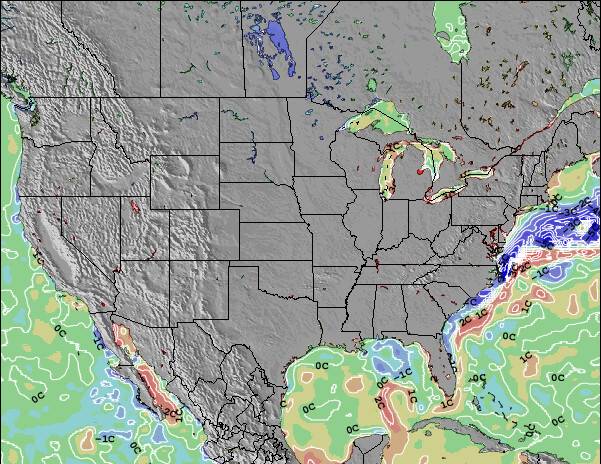 Stati Uniti Temperature del mare anomalia Mappa