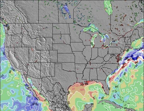 États-Unis Anomalies de Température de la Mer Carte