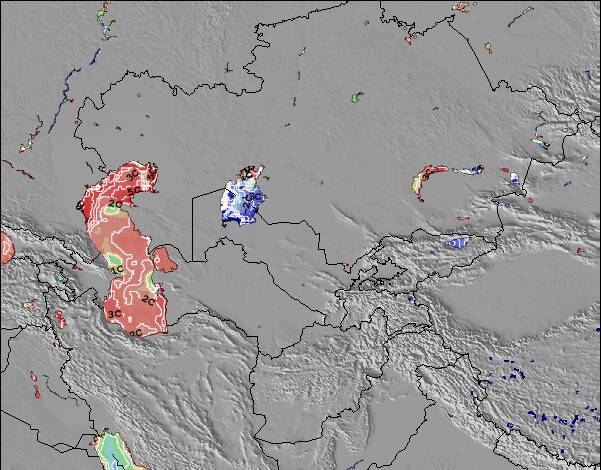 Uzbekistan Anomalia na Temperatura da Superfície do Oceano Mapa