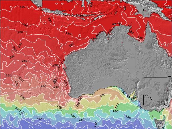 Australie-Occidentale Température de la Mer Carte