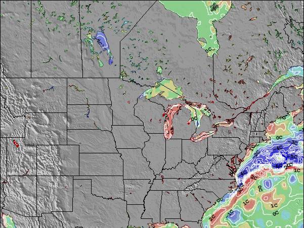 Wisconsin Anomalies de Température de la Mer Carte