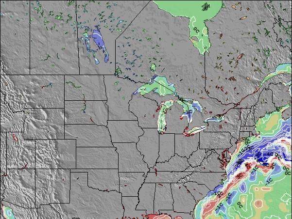 Michigan Anomalia na Temperatura da Superfície do Oceano Mapa