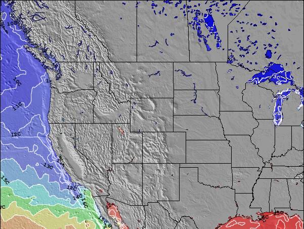 Wyoming Temperaturas da Superfície do Oceano Mapa