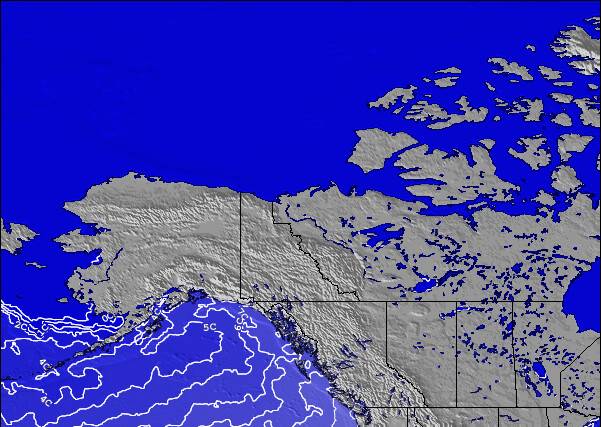 Yukon-Territory Temperaturas da Superfície do Oceano Mapa