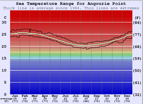 Angourie Point Water Temperature Graph
