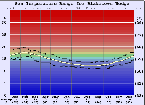 Blaketown Wedge Water Temperature Graph
