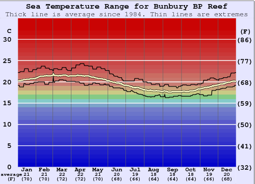 Bunbury BP Reef Water Temperature Graph