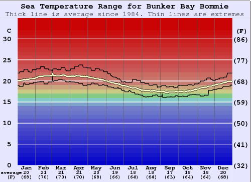Bunker Bay Bommie Water Temperature Graph