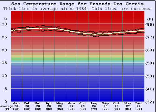 Enseada Dos Corais Water Temperature Graph