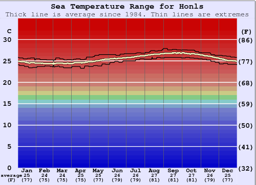 Waiaha Rivermouth / Honls Water Temperature Graph