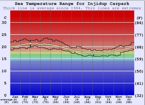 Injidup Carpark Water Temperature Graph