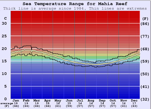 Mahia Reef Water Temperature Graph