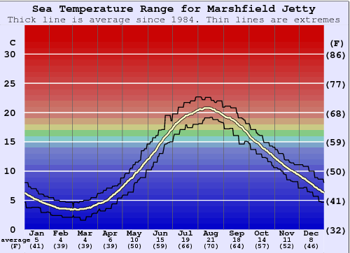 Marshfield Jetty Water Temperature Graph
