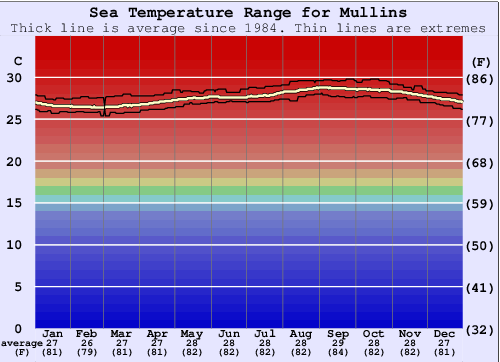Mullins Water Temperature Graph