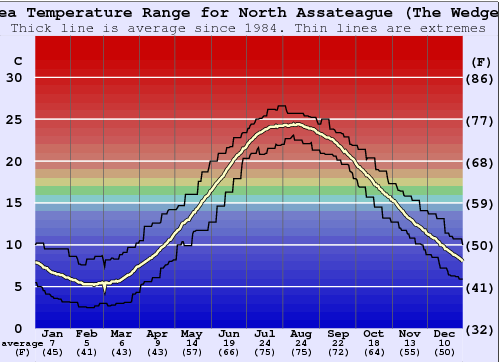 North Assateague (The Wedge) Water Temperature Graph