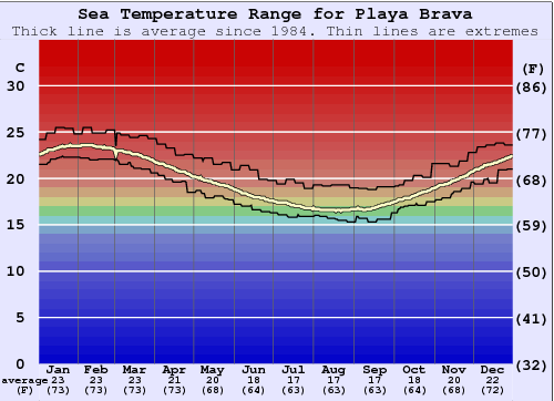Playa Brava Water Temperature Graph