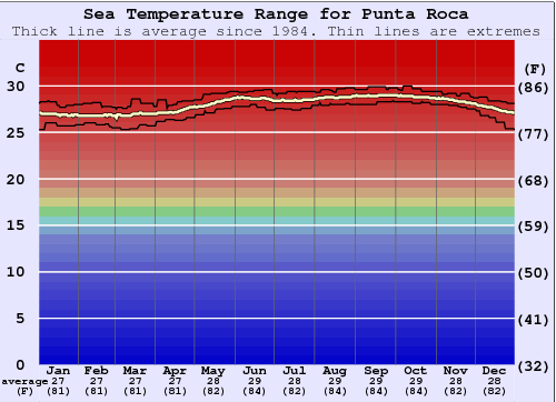 Punta Roca Water Temperature Graph
