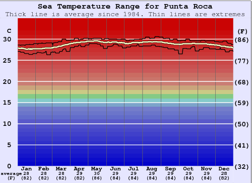 Punta Roca Water Temperature Graph