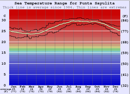 Punta Sayulita Water Temperature Graph