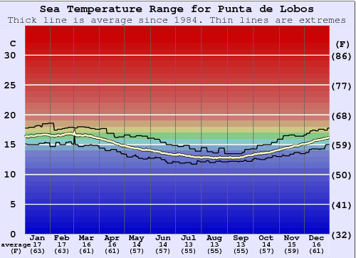 Punta de Lobos Water Temperature Graph