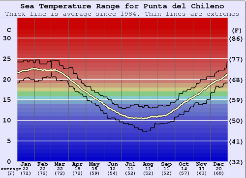 Punta del Chileno Water Temperature Graph